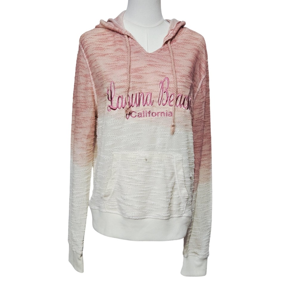 Laguna Beach California Hoodie Womens XL‎ Rose Pink Ombre Embroidered UHP9636